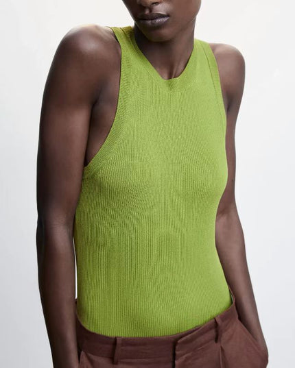 Sommer Ärmelloses Strick Top Hohl Tank Top Gestreift Durchsichtig Schmal Kurz Geschnittenes Oberteil für Damen Elegante Basic Cropped Top Kleidung