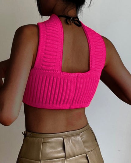 Cotton Knit Sleeveless Halter Sexy Crop Top for Women Outfits Summer Y2K Backless Strapless Tube Top Tee Clothes